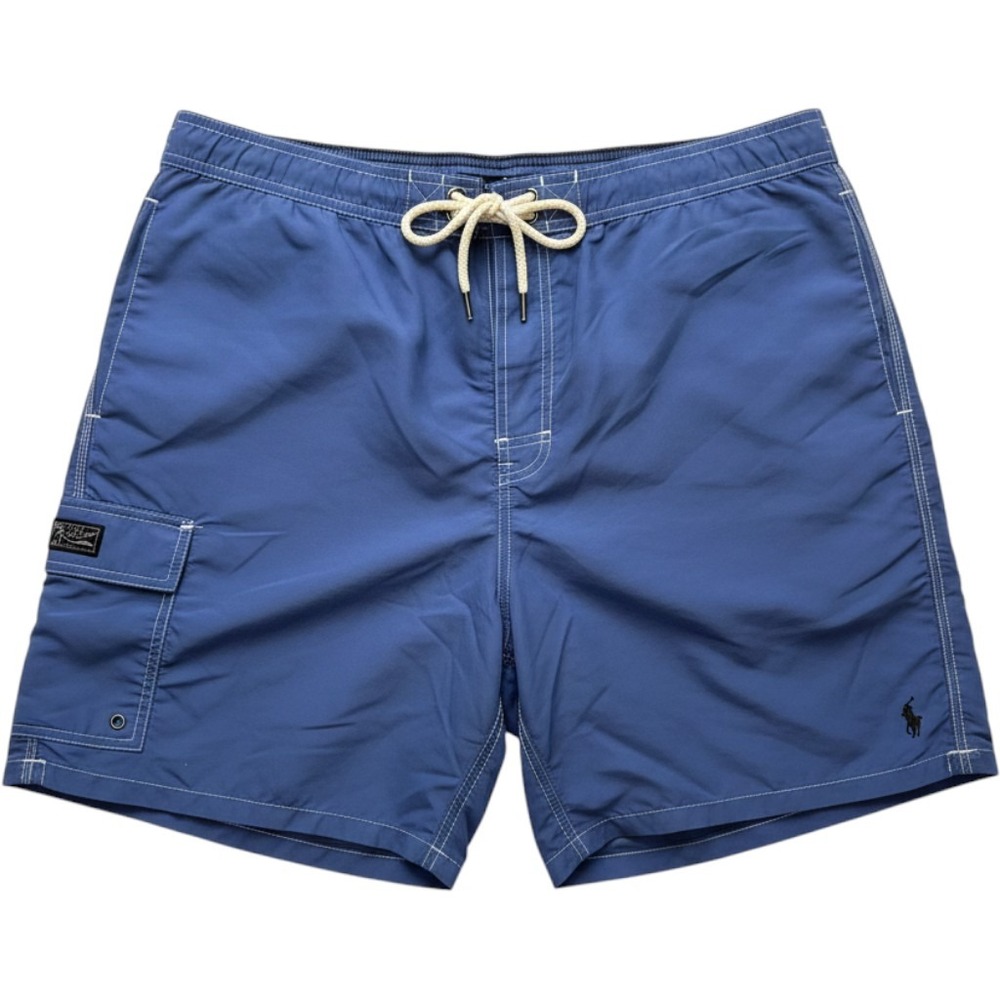 NWT Polo Ralph Lauren Swim Trunks XXLβ Blue Cargo Pocket Contrast Stitch Preppy